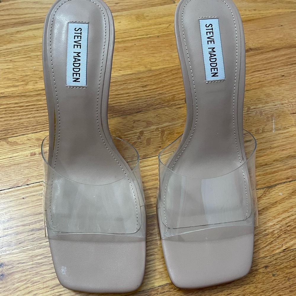 Steve Madden Signal Heels, Women's Size 9 Clear Nude